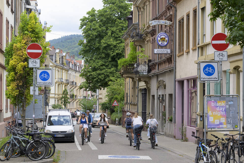 Radfahrer auf der fahrradfreundlichen Gaisbergstraße